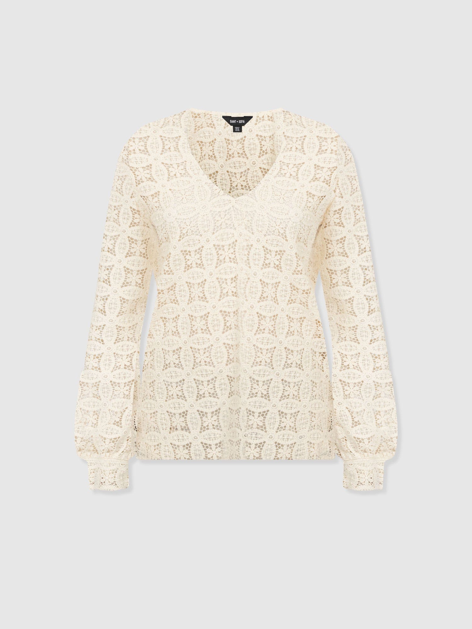 Ottilie V Neck Blouse - Cream Broderie - Women's Blouses | Saint + Sofia® USA